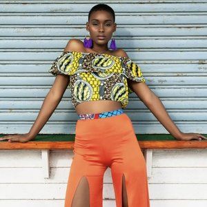 WEWE Red Front Slit Open Pants